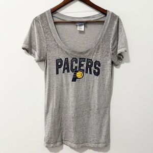 NBA Pacers Gray Short Sleeve Tee Womens Size Small Scoopneck Burnout Lightweight